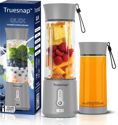 Truesnap QUIX 500ml Portable Blender | USB-C Rechargeable | 230 W Mixer Blender(TS-PB-A7G | 1 Jar | Grey)