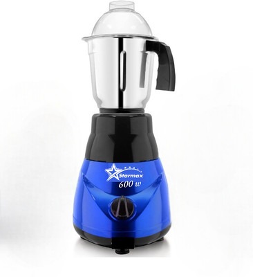 Starmax Brezza 600 W Mixer Grinder(Powerful ABS Plastic Body | 1 Jar | Blue Black)