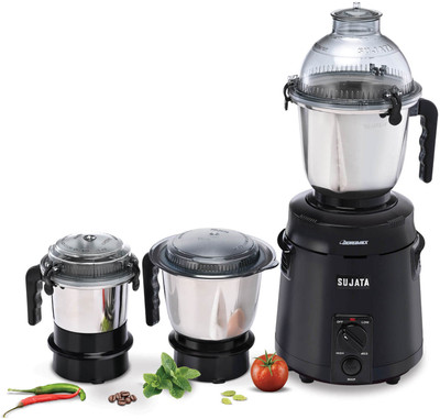 SUJATA (DX)THREE JAR 900 W Mixer Grinder(DYNAMIX | 3 Jars | Black)