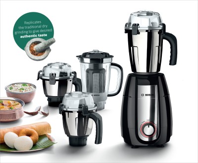 BOSCH TrueMixx Pro 750 W Mixer Grinder(MGM8642BIN _ | 4 Jars | with Stone Pounding Technology | Black)