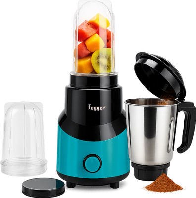 Fogger New Juicer Mixi 1.5 Ltr Steel jar & 2 Nutri (0.4 Ltr- Chutney & 0.6 Ltr- Juice) 500 W Juicer Mixer Grinder(Mixon1J+2N-994 | 3 Jars | Blue, Black)