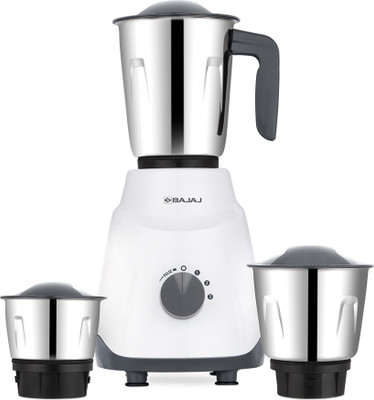 BAJAJ GX1 Ninja Series 500 W Juicer Mixer Grinder(410640 | 3 Jars | White/Grey)