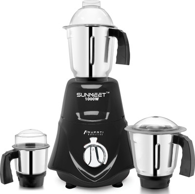 Sunmeet RET 3 Steel Jars 1000 W Mixer Grinder(1000W Rocket Mixer Grinder | 3 Jars | Black)