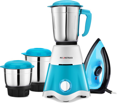 Moonstruck COMBO-3-JAR WITH IRON 750 W Juicer Mixer Grinder(MIXER/JUICER/GRINDER 3 jar with iron combo gift pack 750 watT | 3 Jars | Blue)