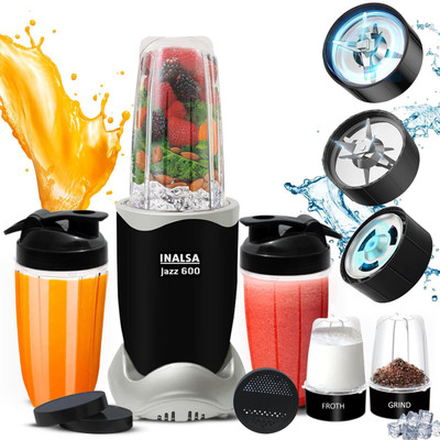 Inalsa Nutri Mixer Jazz 600 |5 Jars | 600 W Juicer Mixer Grinder(Jazz 600 |5 Jar include 2Storage Jar For Smothies,Coffee,Dry fruit | 5 Jars | Black)