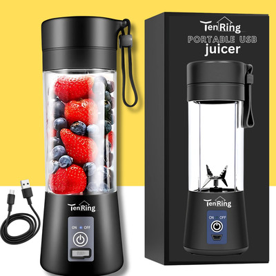 Tenring Protein Drinks & Baby Food | Mini Travel Mixer with 6 Blades for Home, Office 150 W Juicer(380ml Portable USB Blender Juicer | Rechargeable Personal Smoothie Maker | 1 Jar | Random Colour)