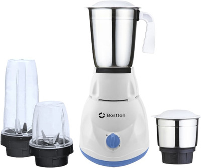 Bostton 750 W Copper Winded Motor 750 W Mixer Grinder(Diamond 2 Steel + 2 Nutri Jar | 4 Jars | White)