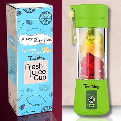Tenring 6 Blade Smoothie Maker Usb Juicer Bottle Blender 250 W Juicer(Portable USB Juicer Blender, 380ml – Rechargeable, Mini Smoothie Maker | 1 Jar | Random Colours)