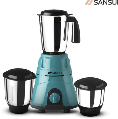 Sansui Plus 500 W Juicer Mixer Grinder(Allure Plus | 3 Jars | Black, Blue)