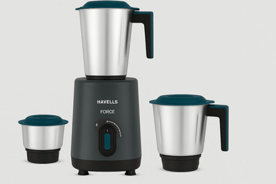 HAVELLS Force 500 W Mixer Grinder(Kitchen | 3 Jars | Black and Teal Green)