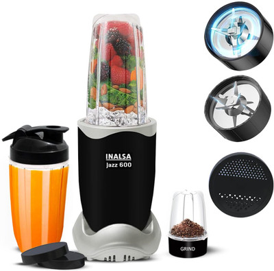 Inalsa Mixer grinder 600 W Juicer Mixer Grinder(Jazz 600 - 3 Jar | 3 Jars | Black)