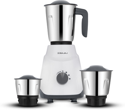 BAJAJ 3 500 W Juicer Mixer Grinder(NINJA SERIES CONTEMPO 500W GREY 410579 | 3 Jars | white/grey)