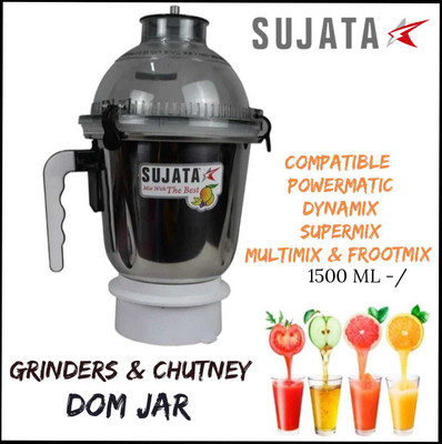 SUJATA Dome Stainless Steel Jar ! Mixer Chutney / Grinder & Heavy Duty Mixer Juicer Jar(1500 ml)
