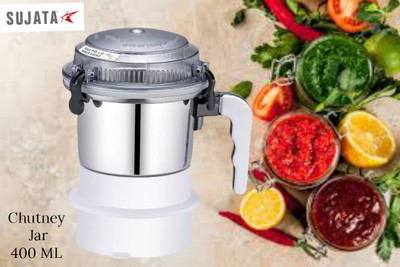 SUJATA S Mixer Grinder Compatible Stainless Steel Chutney Jar With Lid 3 Locks Mixer Juicer Jar(400 ml)