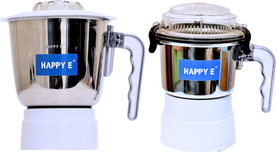 HAPPY-E 1000ML Sujata Grinder Steel Jar + 400ML Sujata Chutney Steel Jar With Lid Lock Mixer Juicer Jar(1000 ml)