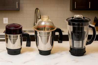 owo kitchen Heavy Duty Chutney Jar, 1 Medium Jar, 1 Large Juicer Jar Mixer Juicer Jar Mixer Juicer Jar(1500 ml)