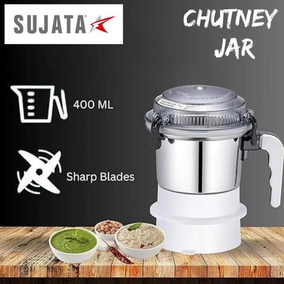 SUJATA S Chutney Jar ORG. With Lid 3 Lock Mixer Powermatic ! Supermix & Dynamix Mixer Juicer Jar(400 ml)