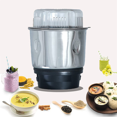QEMIQ ®-400 ml Chutney Jar | Fits 2 Lock & 4 Teeth Coupler |for Local & Branded Mixers Mixer Juicer Jar(400 ml)