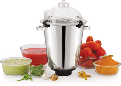 EXPERT CHEF Premium Stainless Steel Jar 2 Locking System Opposite Side &4 Teeth Couplers Mixer Juicer Jar(5 L)