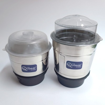 The Quasar Store Combo Mixer Chutney Jar (400ml 600ml) Fit on 2 Lock & 4 Teeth Coupler Mixer Juicer Jar(600 ml)