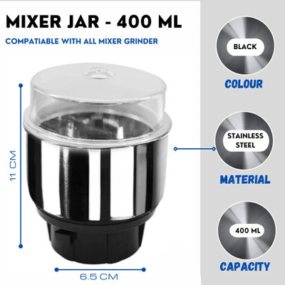 AJM Mixer grinder Chutney Jar Compatible for Bajaj, prestige, Preethi, Sumeet ETC., Mixer Juicer Jar(400 ml)