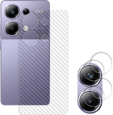 SOMTONE Screen Guard for Poco M6 Pro 4G Camera Lens Glass Protector | Anti-Scratch | Edge to Edge Full Coverage | 9H Hardness (BACK CARBON FIBER SKIN + CAMERA LENS PROTECTOR)(Pack of 2)