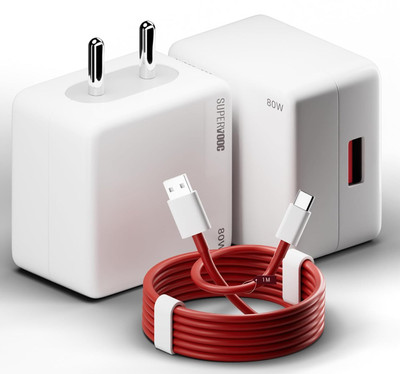 CHARG-X Wall Charger Accessory Combo for mobile with 80W USB Type Cable(White, Red)
