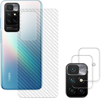 SOMTONE Screen Guard for Xiaomi Redmi 10 Prime 2022 4G Camera Lens Glass Protector | Anti-Scratch | Edge to Edge Full Coverage | 9H Hardness (BACK CARBON FIBER SKIN + CAMERA LENS PROTECTOR)(Pack of 2)