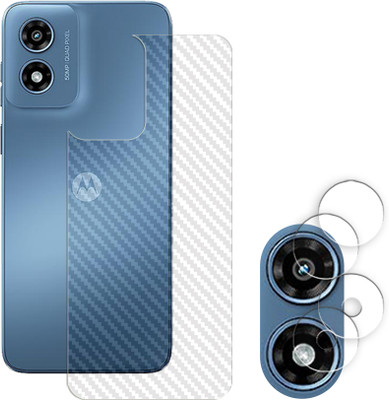 SOMTONE Screen Guard for Motorola Moto G Play (2024) 4G Camera Lens Glass Protector | Anti-Scratch | Edge to Edge Full Coverage | 9H Hardness (BACK CARBON FIBER SKIN + CAMERA LENS PROTECTOR)(Pack of 2)