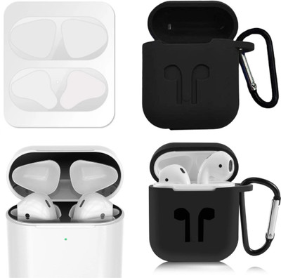 MAK Cover Accessory Combo for Airpods 1, Airpods 2(Silver)