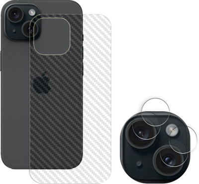 SOMTONE Back Camera Lens Glass Protector for Apple iPhone 15 Plus 5G (CAMERA LENS PROTECTOR WITH 1 BACK CARBON FIBER SKIN)(Pack of: 2)