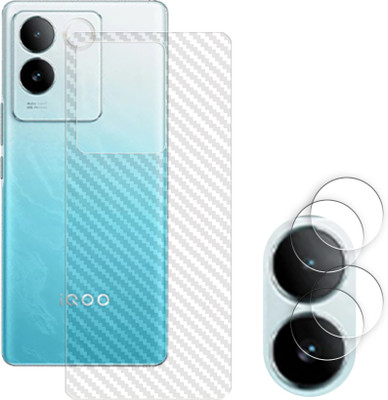 SOMTONE Screen Guard for iQOO Z7 Pro 5G Camera Lens Glass Protector | Anti-Scratch | Edge to Edge Full Coverage | 9H Hardness (BACK CARBON FIBER SKIN + CAMERA LENS PROTECTOR)(Pack of 2)