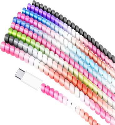Linnet Spiral Triple Color [5 Pcs] 1 Meter Protector Saver for Cables & Earphones Cable Protector(Multicolor)