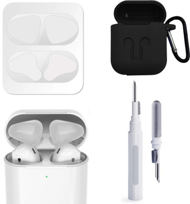 MAK Cover Accessory Combo for Airpods 1, Airpods 2(Silver)