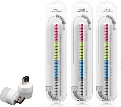 WOW GADGETS Cable Drop Clip Accessory Combo for All Data Cable, 3 sets of Cable Protector, with 2 Mini USB Bulb