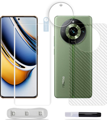SOMTONE Front and Back Tempered Glass for Realme 11 Pro Plus 5G Tempered Glass Screen Protector ( 1 UV TEMPERED GLASS SCREEN PROTECTOR + 1 BACK CARBON FIBER SKIN + CAMERA LENS PROTECTOR )(Pack of 1)