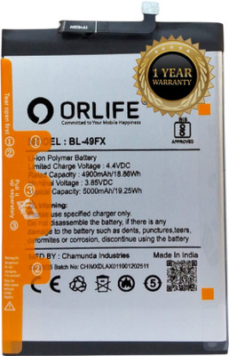 orlife Mobile Battery For  Infinix Hot 8 X650C/ X650B /X650D / BL49FX ( 1 Year Replacement Warranty)