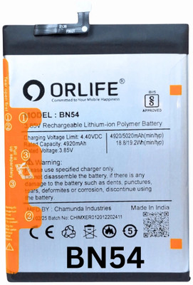 orlife Mobile Battery For  Redmi 9, Note 10X 4G, 10X 5G, 10X pro 5G |BN54-5000mAh- (1 Year Warranty)