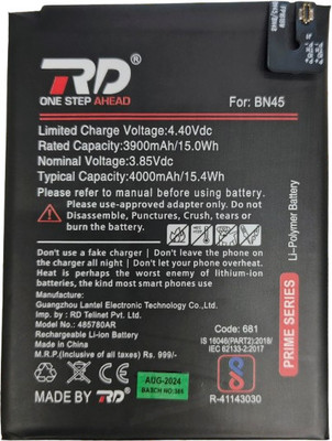 RD Mobile Battery For  BN45 Xiaomi Redmi Note 5 Pro Lithium-ion battery &capacity 4000 mAh.