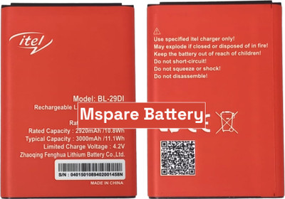 Mspare Mobile Battery For  itel Muzik 400 | Model BL-29DI {2920mAH}