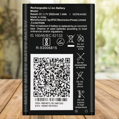 MATSV Mobile Battery For  Jio Phone 2000mAh
