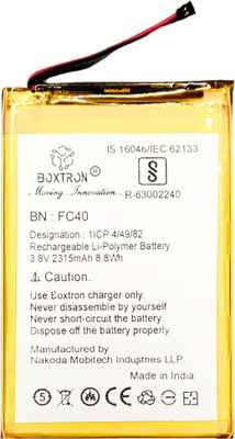 Boxtron Mobile Battery For  Original Motorala FC40 MOTO G3 / 2315mAh / 3.85V, BIS Approved, MADE IN INDIA, 6 Month Replacement Warranty