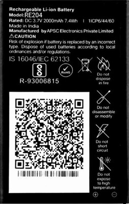 NetTorn Mobile Battery For  LYF Jio/3.7V/2000mAh