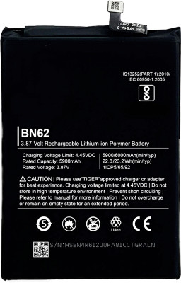 TokTon Mobile Battery For  Xiaomi Redmi 9 Power / Redmi Note 9 4G / Redmi 9T / Poco M3 | Model BN62 {6000mAH}
