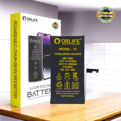 orlife Mobile Battery For  Iphone 15 ( A3018)|15IPH ( 1 Year Replacement Warranty )