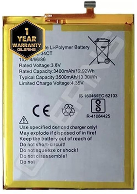 GILERINS Mobile Battery For  Tecno BL-34CT Tecno Camon i4 / Camon -iSky3 /KB3/ CB7/CB7J/KB7 with 1 Year Warranty