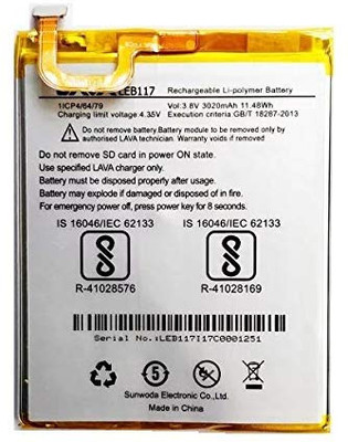 RAPPER Mobile Battery For  LAVA Original Battery Z25, Z90, A3 Model: LEB117 3020mAh