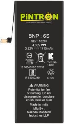 Pintron Mobile Battery For  Apple Iphone 6s / 2370 mAh / 180 days warranty
