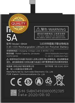 AEHUB Mobile Battery For  Xiaomi 5A/ Redmi 5A/ Mi 5A/ BN34/ 3000mAh