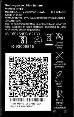 FEkart Mobile Battery For  LYF JIO Keypad Phone F61F/F320B/F220B/F90M/LF2403N/F120B/F81E/2000mA